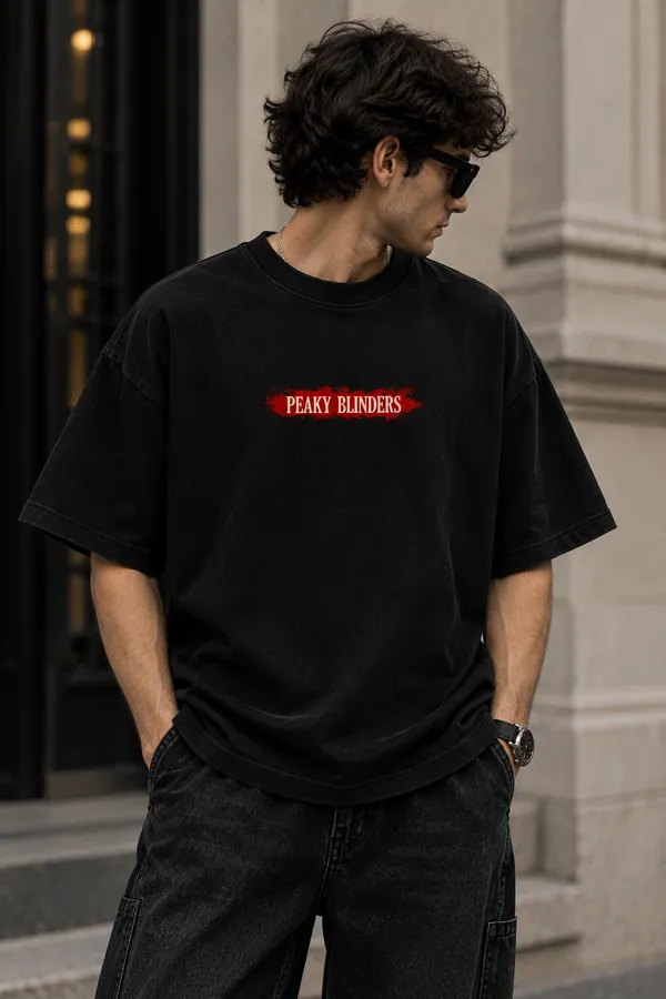 Black_Cotton_Oversized_Peaky_Blinders_Graphic_T-Shirt_For_Unisex