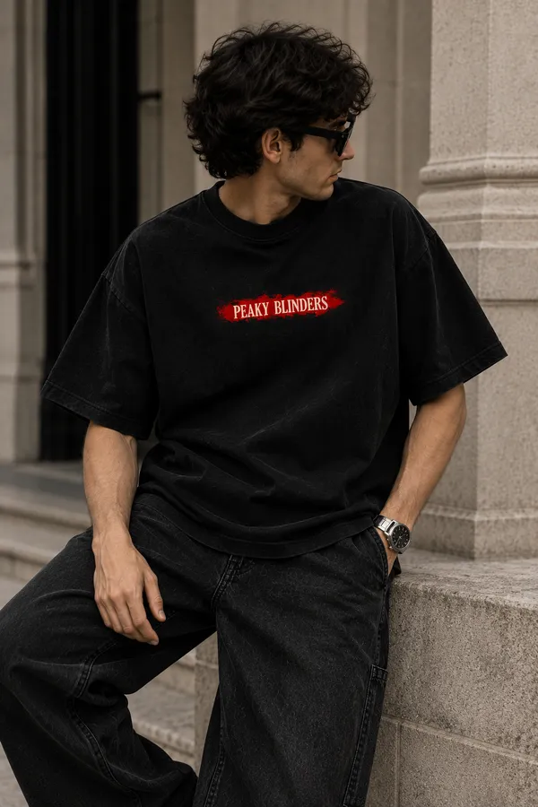 Black_Cotton_Oversized_Peaky_Blinders_Graphic_T-Shirt_For_Unisex