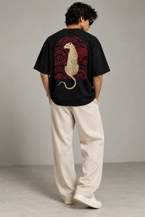 Black_Cotton_Oversized_Leopard_Graphic_T-Shirt_For_Unisex