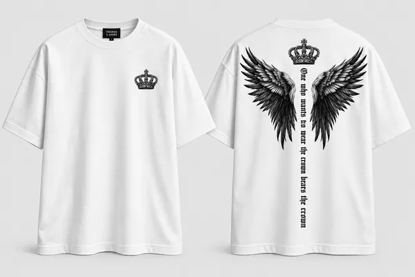 White_Cotton_Oversized_Crown_Wings_T-Shirt_For_Unisex