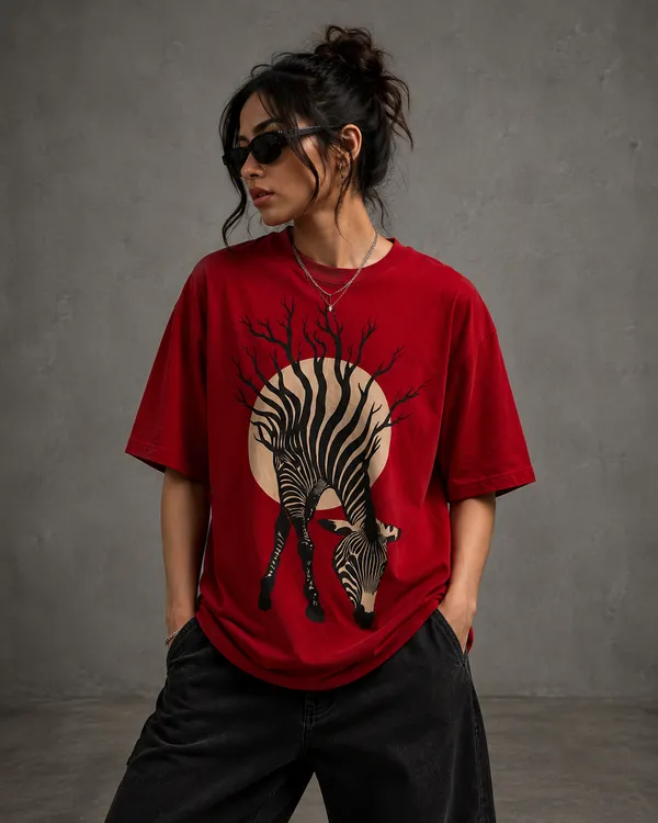 Red_Cotton_Oversized_Tree_Moon_Graphic_T-Shirt_For_Unisex