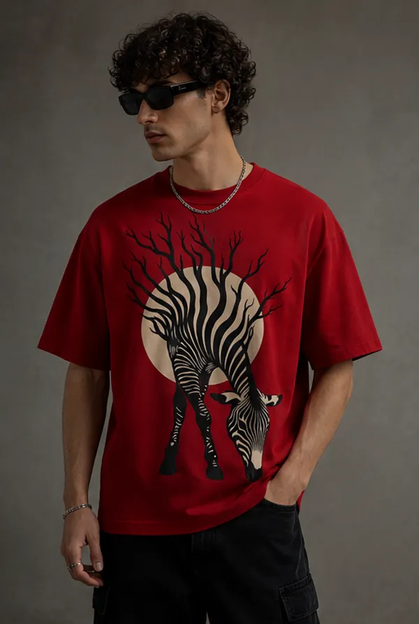 Red_Cotton_Oversized_Tree_Moon_Graphic_T-Shirt_For_Unisex