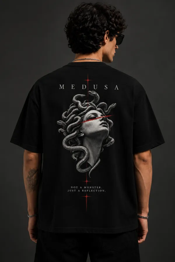 Black_Cotton_Oversized_Medusa_Snake_Graphic_T-Shirt_For_Unisex