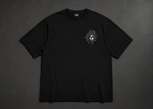 Black_Cotton_Oversized_Medusa_Snake_Graphic_T-Shirt_For_Unisex
