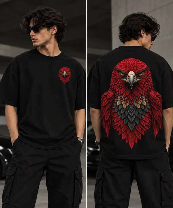 Black_Cotton_Oversized_Crimson_Eagle_T-Shirt_For_Unisex