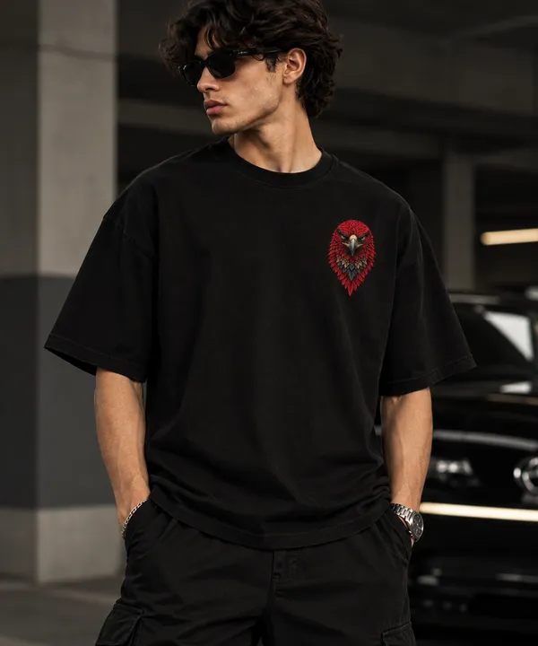 Black_Cotton_Oversized_Crimson_Eagle_T-Shirt_For_Unisex