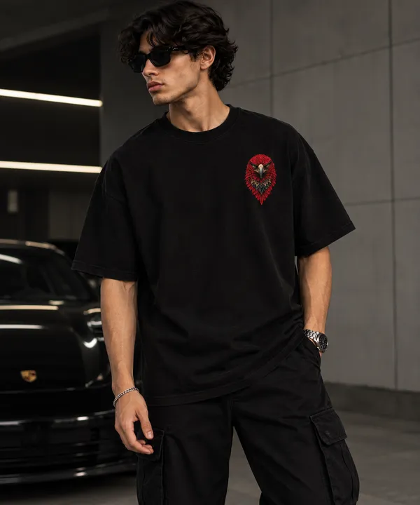 Black_Cotton_Oversized_Crimson_Eagle_T-Shirt_For_Unisex