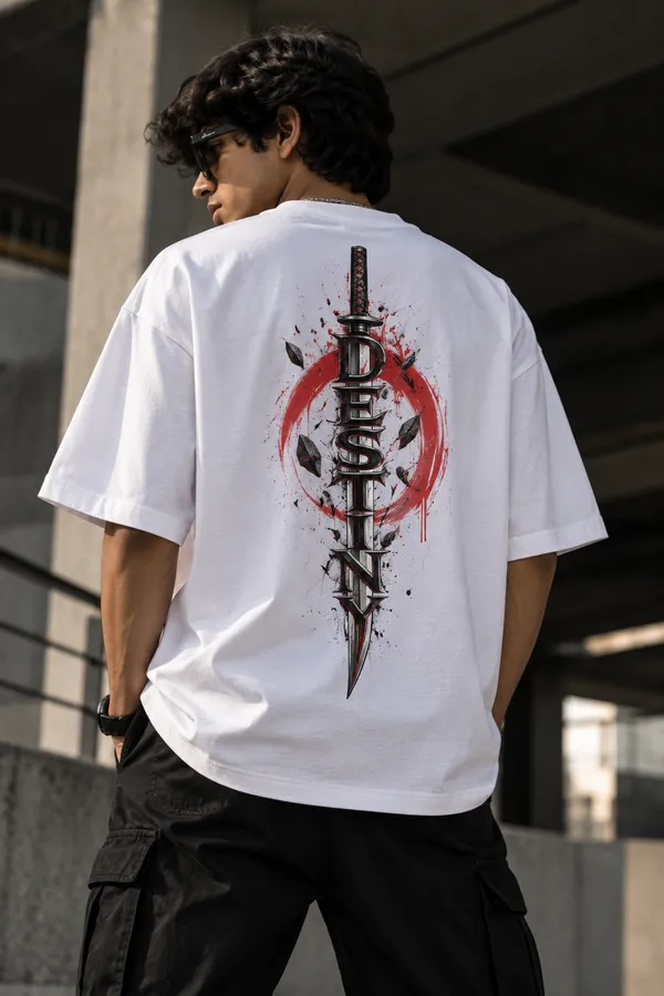 White_Cotton_Oversized_Destiny_Katana_T-Shirt_For_Unisex