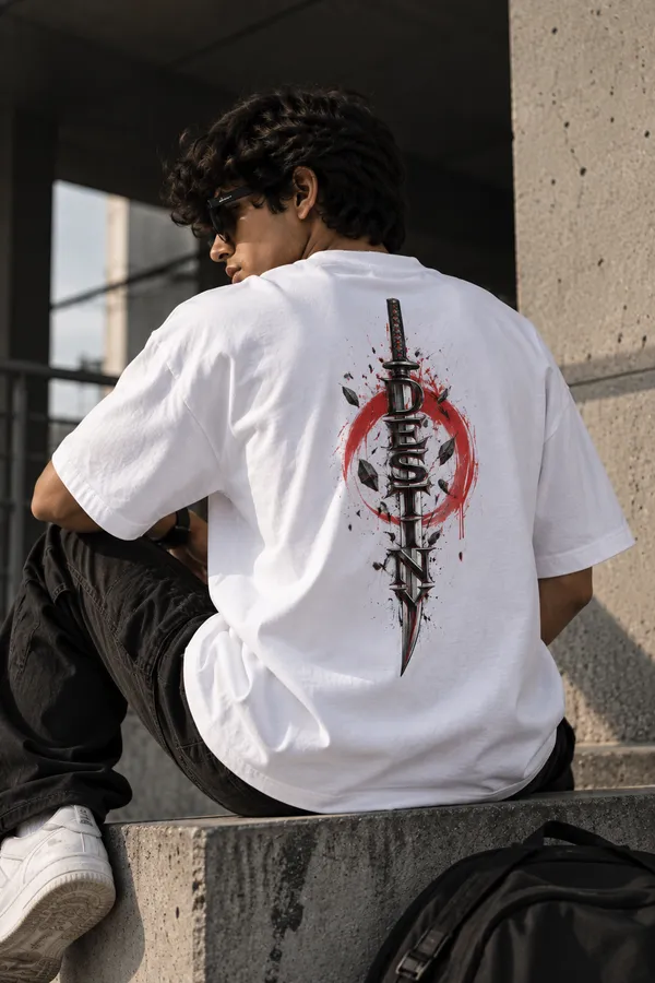 White_Cotton_Oversized_Destiny_Katana_T-Shirt_For_Unisex
