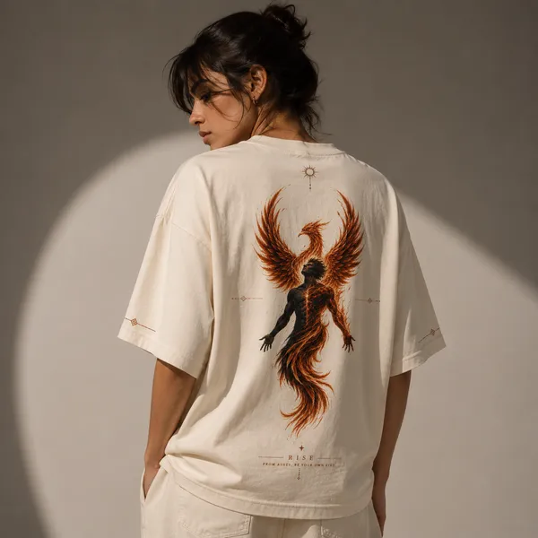 White_Cotton_Oversized_Rising_From_Ashes_Graphic_T-Shirt_For_Unisex