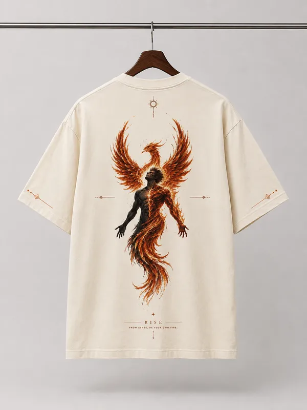 White_Cotton_Oversized_Rising_From_Ashes_Graphic_T-Shirt_For_Unisex