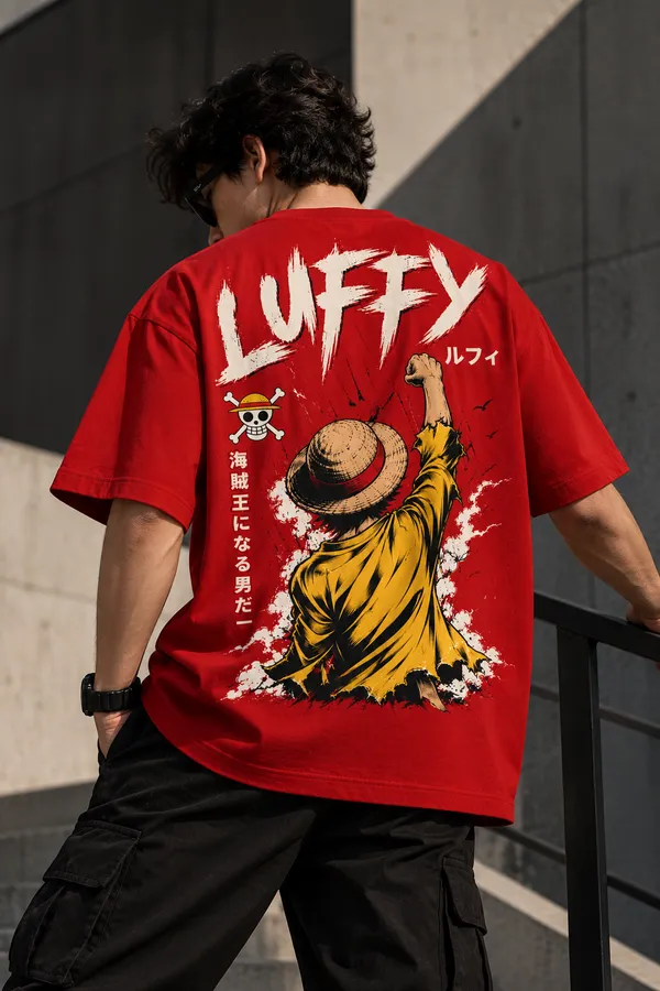 Red_Cotton_Oversized_Luffy_Anime_Graphic_T-Shirt_For_Unisex