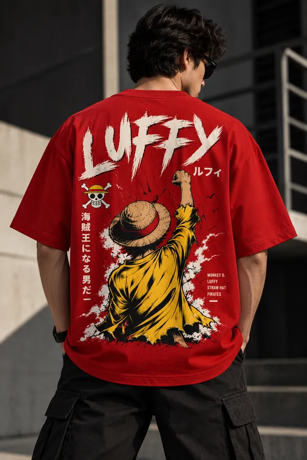 Red_Cotton_Oversized_Luffy_Anime_Graphic_T-Shirt_For_Unisex