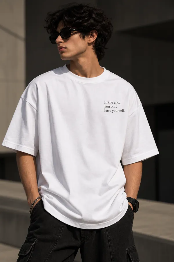 White_Cotton_Oversized_You_Only_Have_Yourself_T-Shirt_For_Unisex