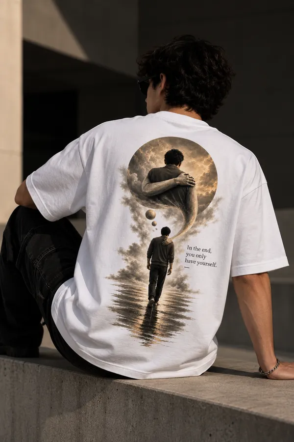 White_Cotton_Oversized_You_Only_Have_Yourself_T-Shirt_For_Unisex