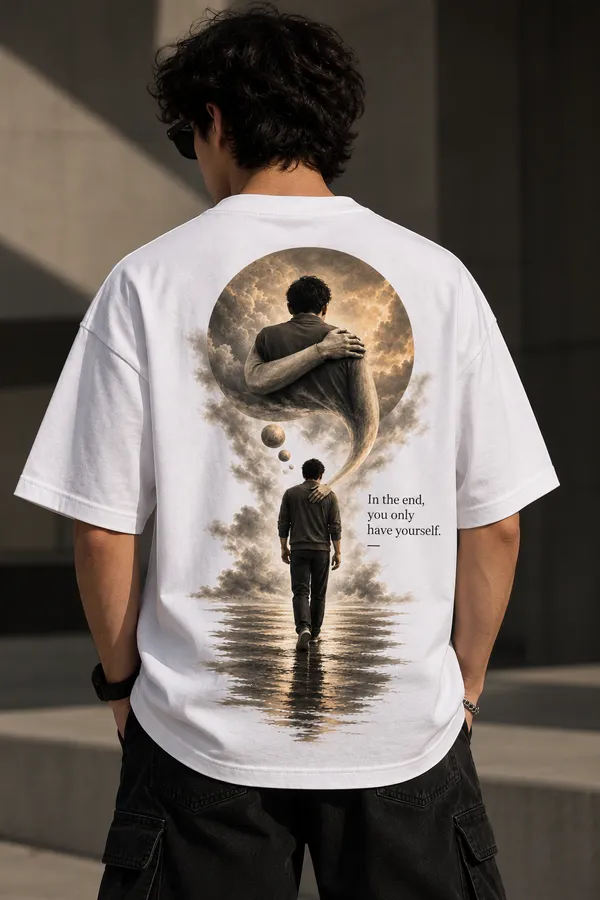 White_Cotton_Oversized_You_Only_Have_Yourself_T-Shirt_For_Unisex