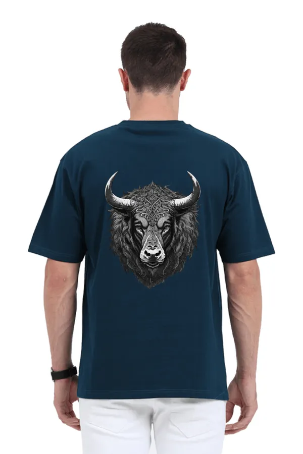 Manmaker_S_Old_Bull_Oversized_T_Shirt_Petrol_Blue