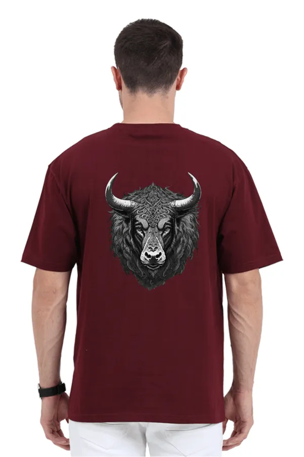 Manmaker_S_Old_Bull_Oversized_T_Shirt_Maroon