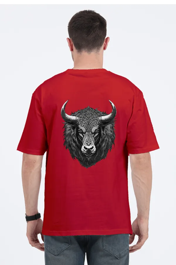 Manmaker_S_Old_Bull_Oversized_T_Shirt_Red