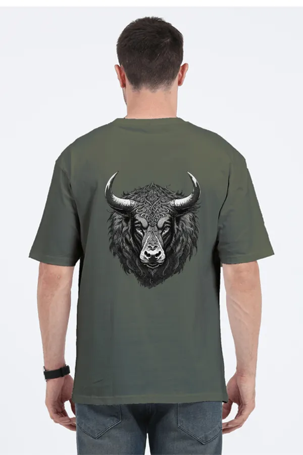 Manmaker_S_Old_Bull_Oversized_T_Shirt_Olive_Green
