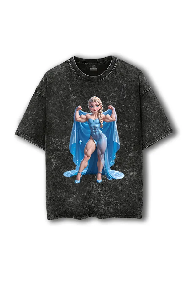 Manmaker_Elsa_Frozen_Acid_Wash_Oversized_Gym_T_Shirt