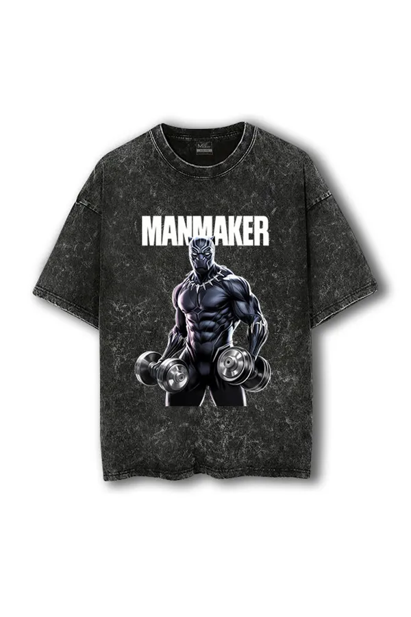 Manmaker_Black_Panther_Acid_Wash_Oversized_Gym_T_Shirt