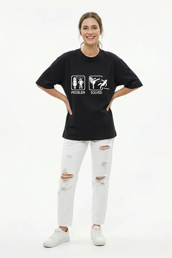 Manmaker_Problem_Solved_Female_Oversized_T_Shirt_Black
