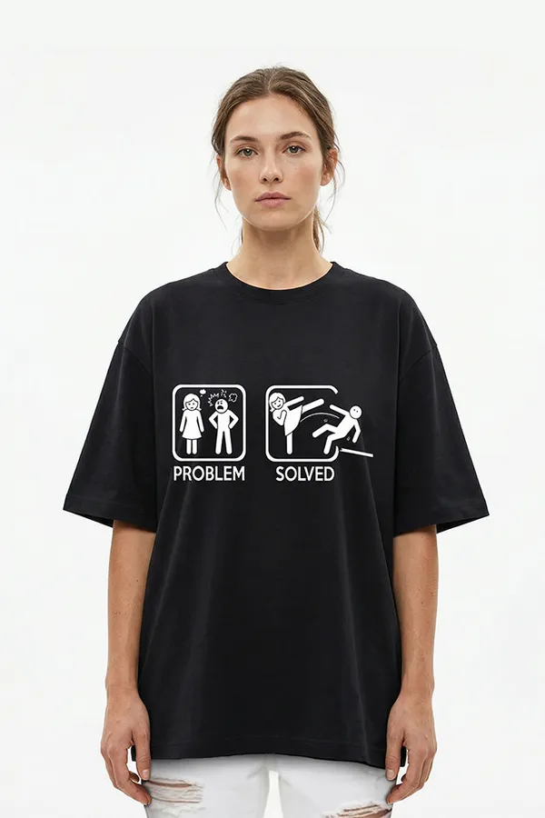 Manmaker_Problem_Solved_Female_Oversized_T_Shirt_Black