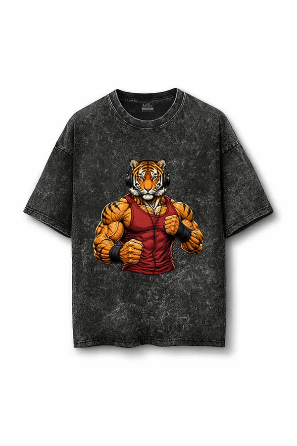 Manmaker_Red_Tiger_Lifting_Acid_Wash_Oversized_Gym_T_Shirt_Black