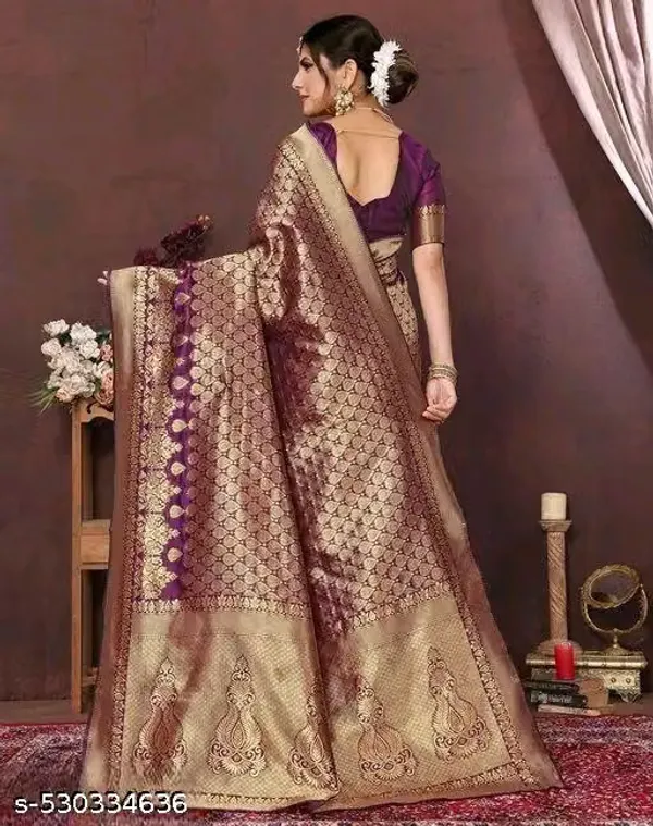 Brown_Banarasi_Silk_Brocade_Saree_For_Women
