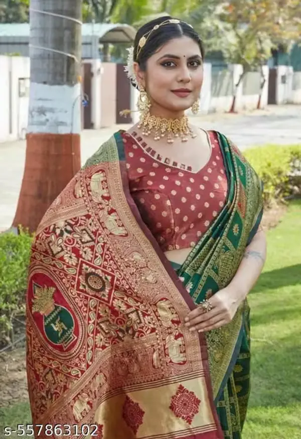 Maroon_Banarasi_Silk_Printed_Saree_For_Women