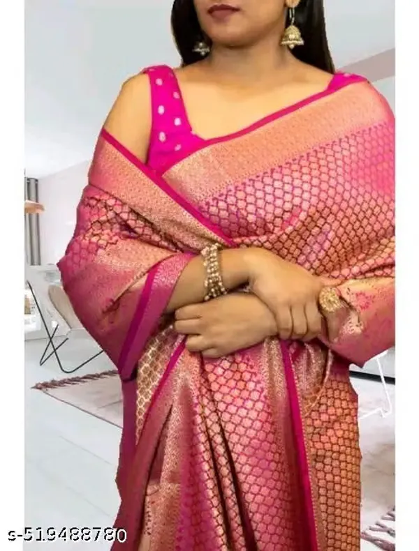 Pink_Banarasi_Silk_Woven_Ethnic_Saree_For_Women