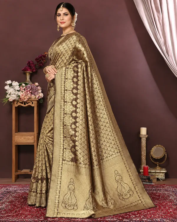 Brown_Banarasi_Silk_Woven_Traditional_Saree_For_Women