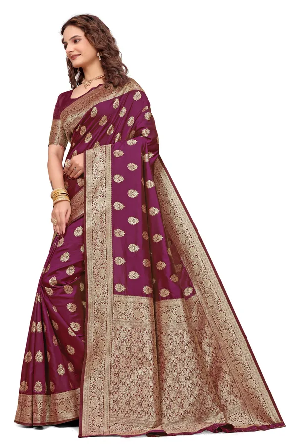 Wine_Banarasi_Silk_Saree_With_Golden_Zari_Work_Kb_Star_Default_Title
