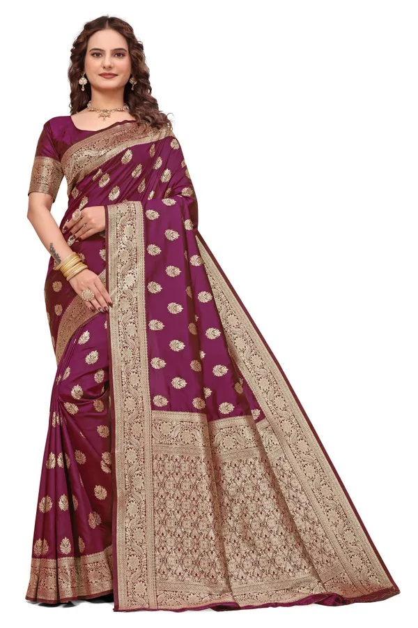 Wine_Banarasi_Silk_Saree_With_Golden_Zari_Work_Kb_Star_Default_Title