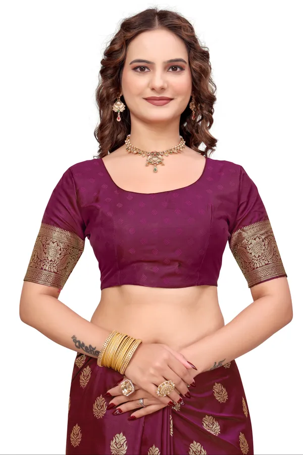 Wine_Banarasi_Silk_Saree_With_Golden_Zari_Work_Kb_Star_Default_Title