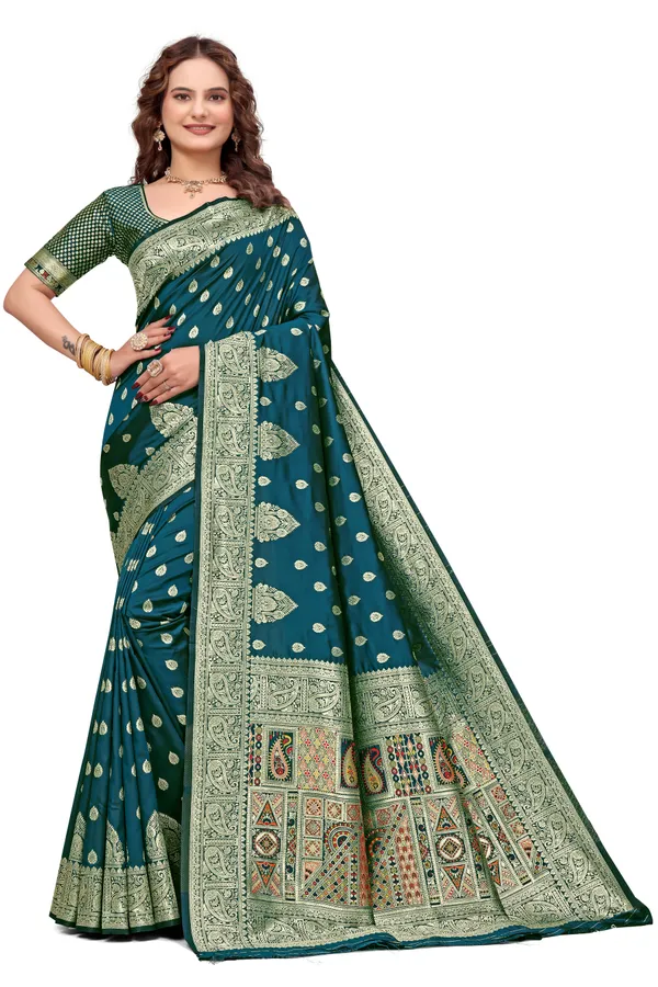 Midnight_Green_Banarasi_Silk_Saree_With_Golden_Zari_Work_Kb_Star_Default_Title