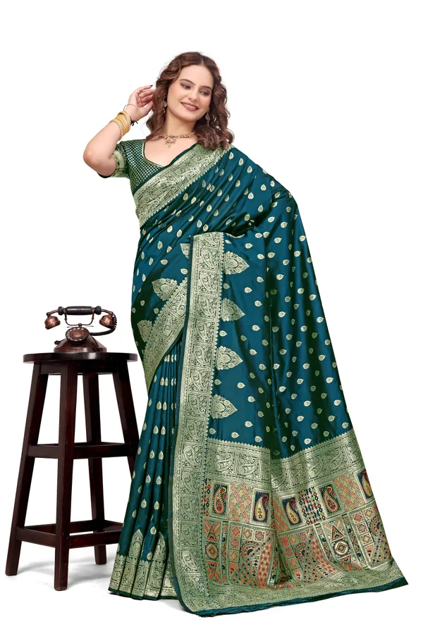 Midnight_Green_Banarasi_Silk_Saree_With_Golden_Zari_Work_Kb_Star_Default_Title