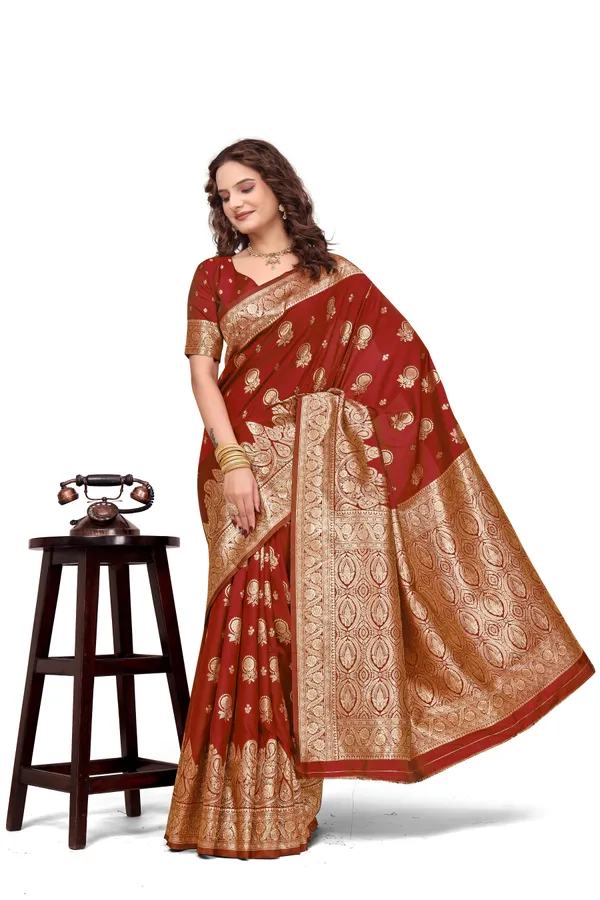 Maroon_Banarasi_Silk_Saree_With_Golden_Zari_Work_Kb_Star_Default_Title