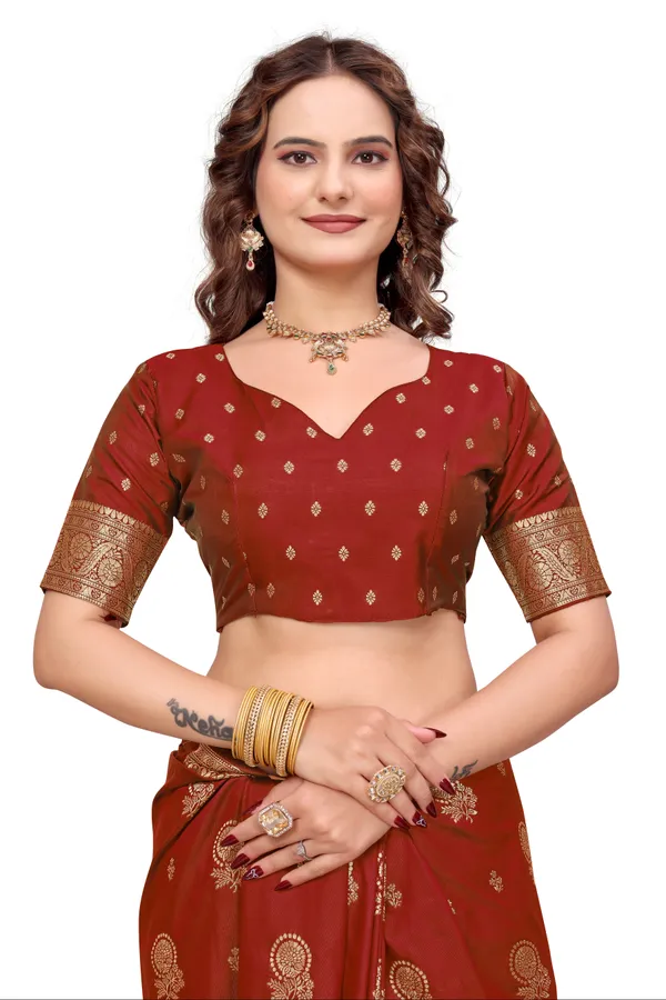 Maroon_Banarasi_Silk_Saree_With_Golden_Zari_Work_Kb_Star_Default_Title