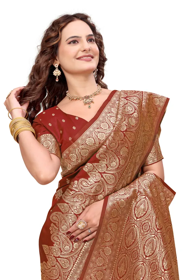 Maroon_Banarasi_Silk_Saree_With_Golden_Zari_Work_Kb_Star_Default_Title