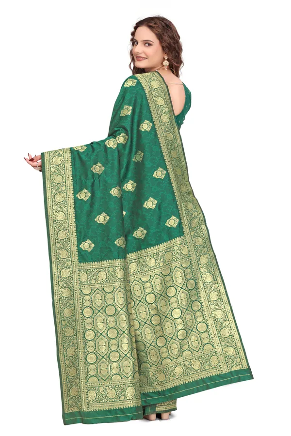 Rama_Green_Banarasi_Silk_Saree_With_Golden_Zari_Work_Kb_Star_Default_Title