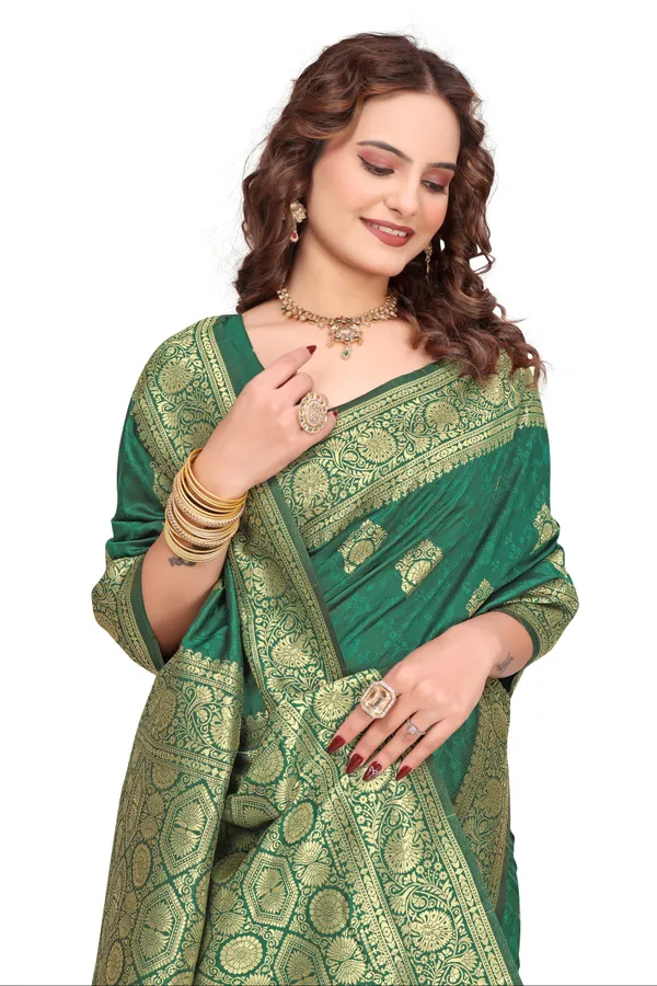 Rama_Green_Banarasi_Silk_Saree_With_Golden_Zari_Work_Kb_Star_Default_Title