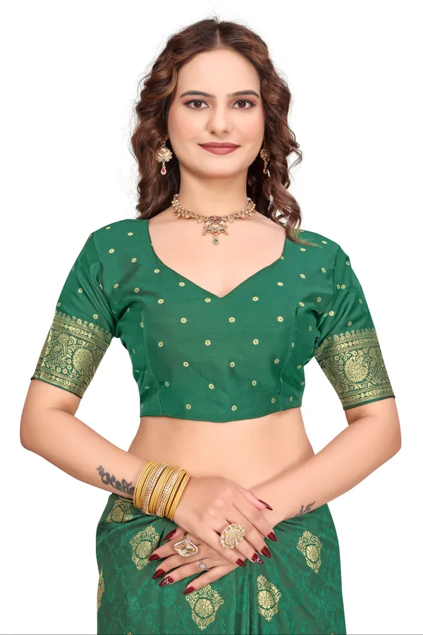 Rama_Green_Banarasi_Silk_Saree_With_Golden_Zari_Work_Kb_Star_Default_Title