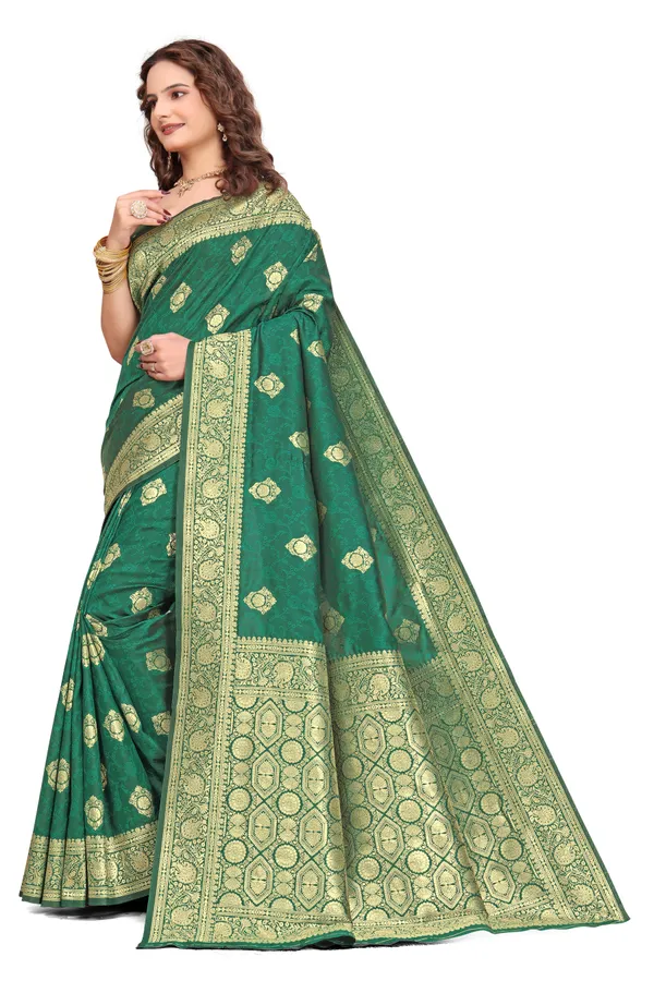 Rama_Green_Banarasi_Silk_Saree_With_Golden_Zari_Work_Kb_Star_Default_Title