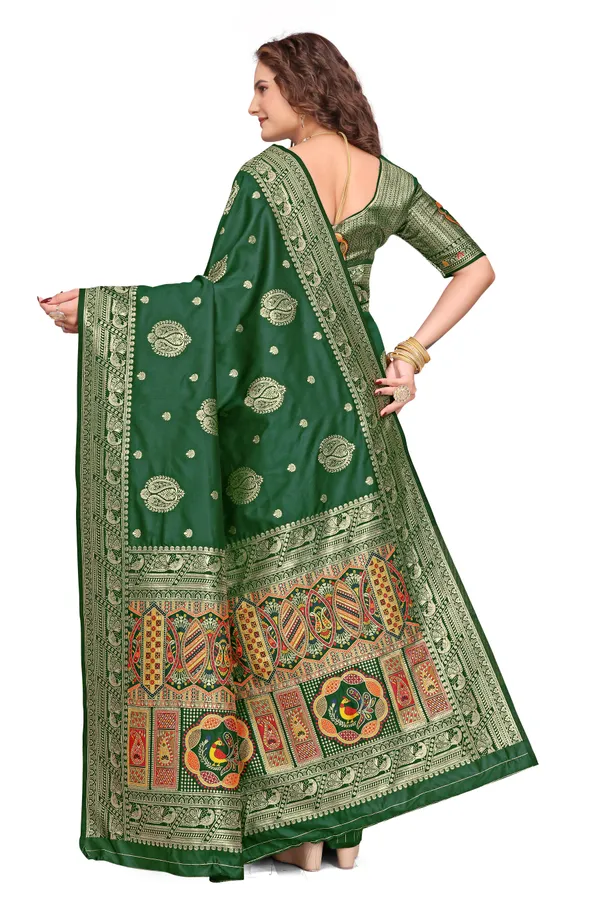 Bottle_Green_Banarasi_Silk_Saree_With_Golden_Zari_Work_Kb_Star_Default_Title