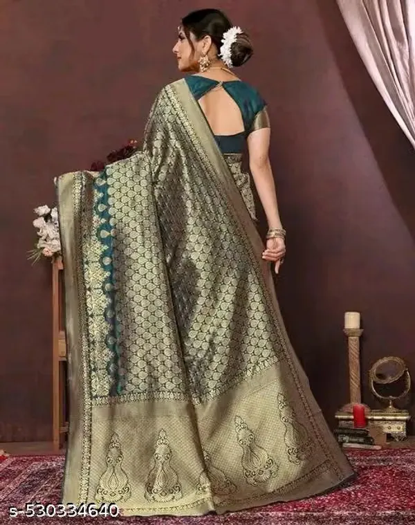 Olive_Banarasi_Silk_Woven_Brocade_Saree_For_Women