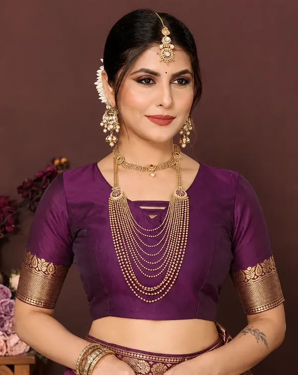 Wine_Banarasi_Silk_Brocade_Saree_For_Women