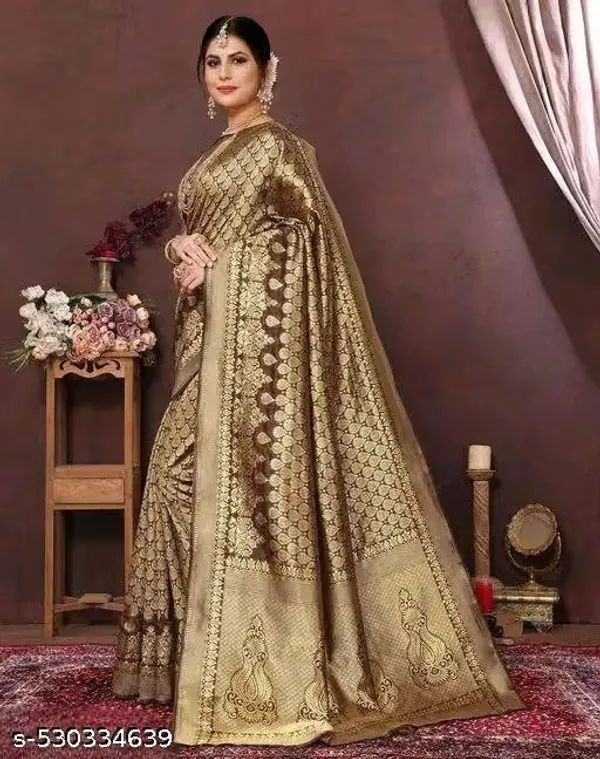 Brown_Banarasi_Silk_Woven_Traditional_Saree_For_Women