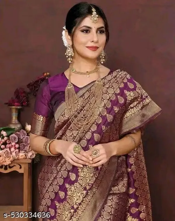 Brown_Banarasi_Silk_Brocade_Saree_For_Women
